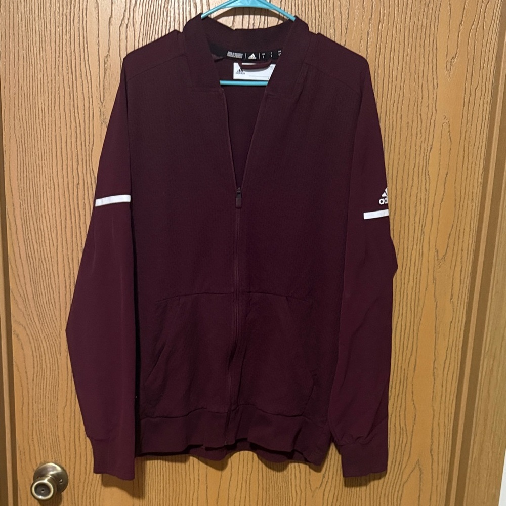 Adidas Men's Maroon Zip-Up Light Jacket